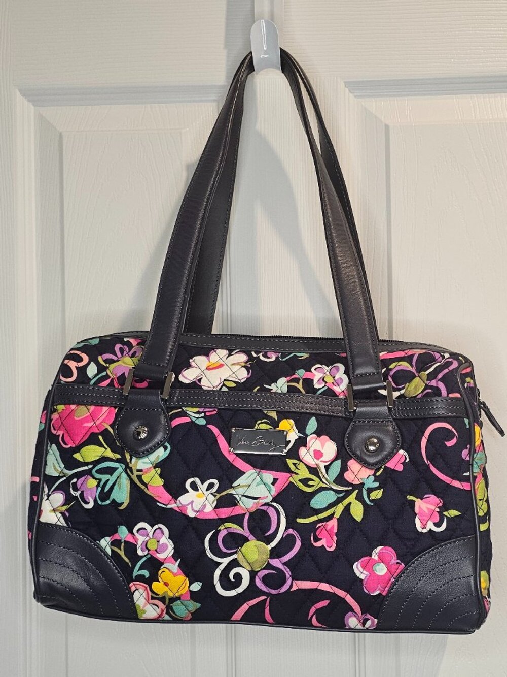 NWOT Vera Bradley Caroline Ribbons Purse Domed Shoulder Bag Handbag Blue Cancer